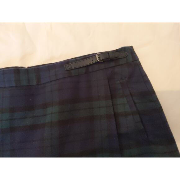 L.L.Bean Women's 16 Navy Blackwatch Plaid Wool Skirt Classic Fit - Picture 4 of 11